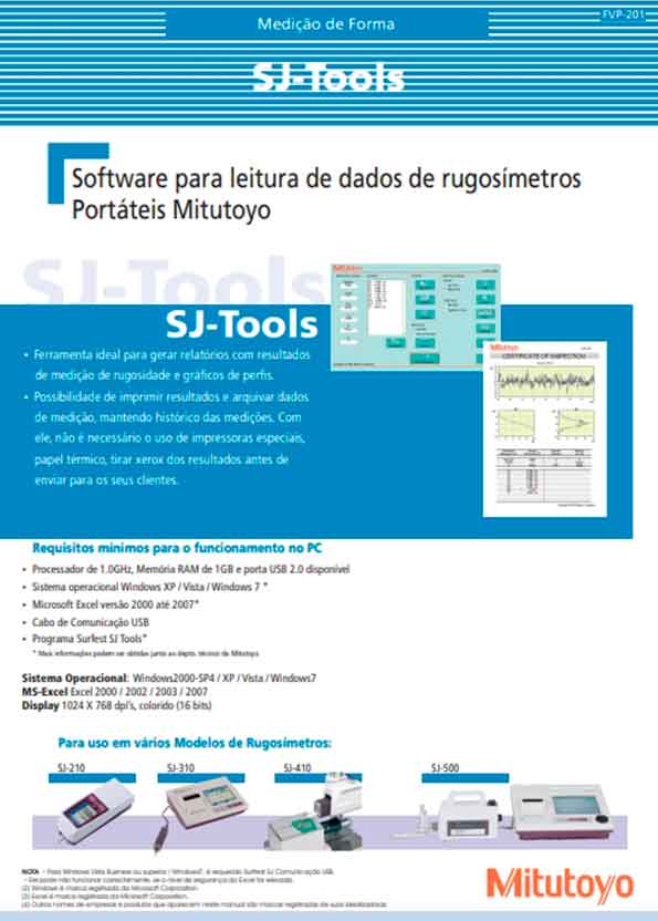 Capa do SJ Tools Software para Leitura de Dados de Rugosímetros Portáteis