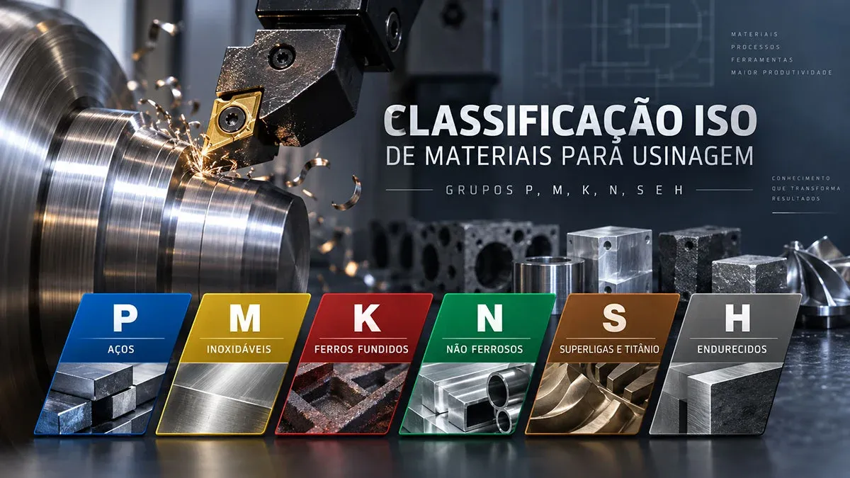 Classificação ISO de materiais para usinagem nos grupos P, M, K, N, S e H